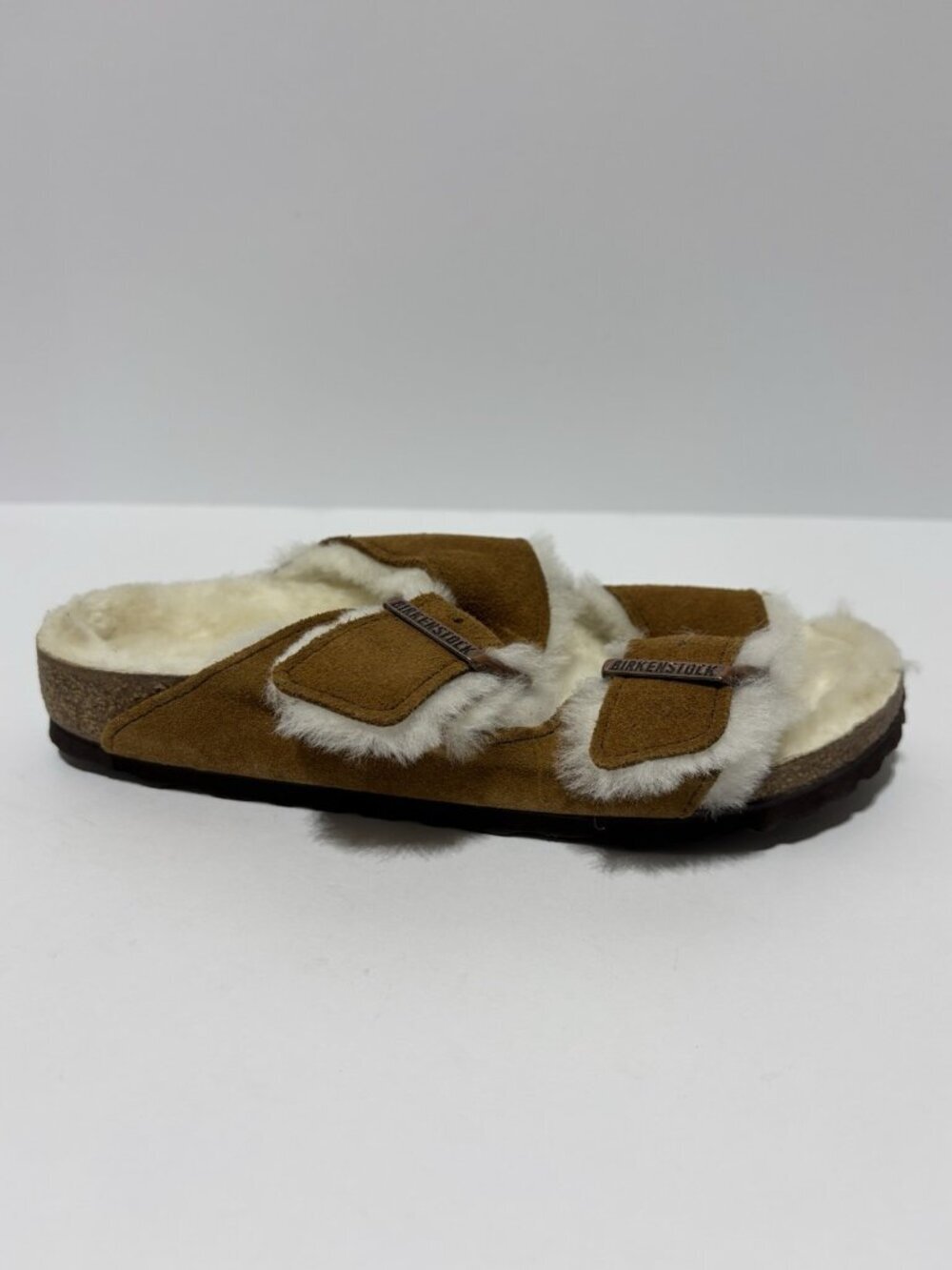 Birkenstock Women’s Arizona Shearling Mink Suede Sandals, Size US 6N, EUR 37